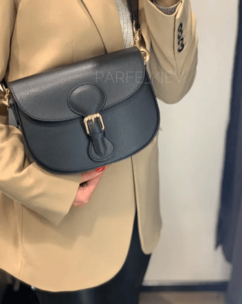 Кожаная женская чёрная сумка через плече с натуральной кожи