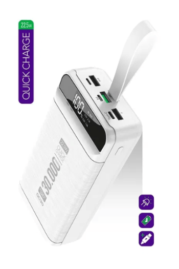 Повербанк 30000 mAh с дисплеем мобильная батарея Power Bank