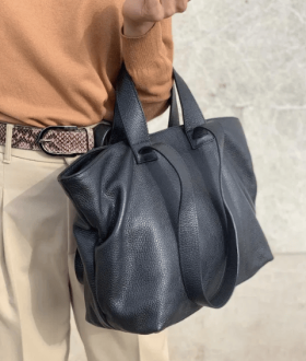 Кожаная женская сумка черная большая Италия шопер Киев