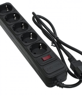 Мережевий фільтр для ДБЖ Patron 5 розеток black 1 м, 3*1мм2 (SP-1053U)