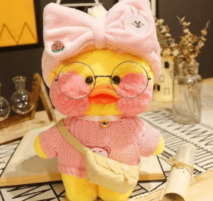 Желтая Мягкая игрушка Каченя Lalafanfan Уточка уткаа ЛАЛАФАН. ХАГИ. КИ 4