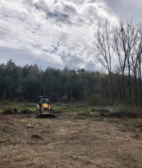 Корчування пнів, розчищення ділянок. Зрізання дерев.Копання траншей.