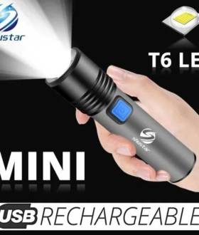 Фонарик Shustar алюминиевый, светодиодный, аккумулятор 1200 mah