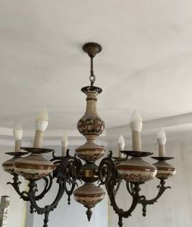 Світильник ,люстра .Бронза-кераміка ( Італія)