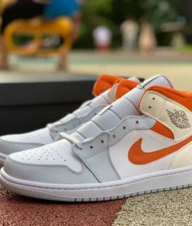 Кроссовки Nike Air Jordan 1 Mid Starfish Pure Platinum Джорданы серые