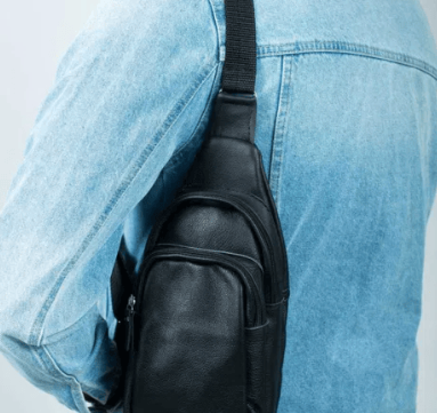 Сумка мужская кожаная слинг через плечо  нагрудная 015 Лучшая цена!