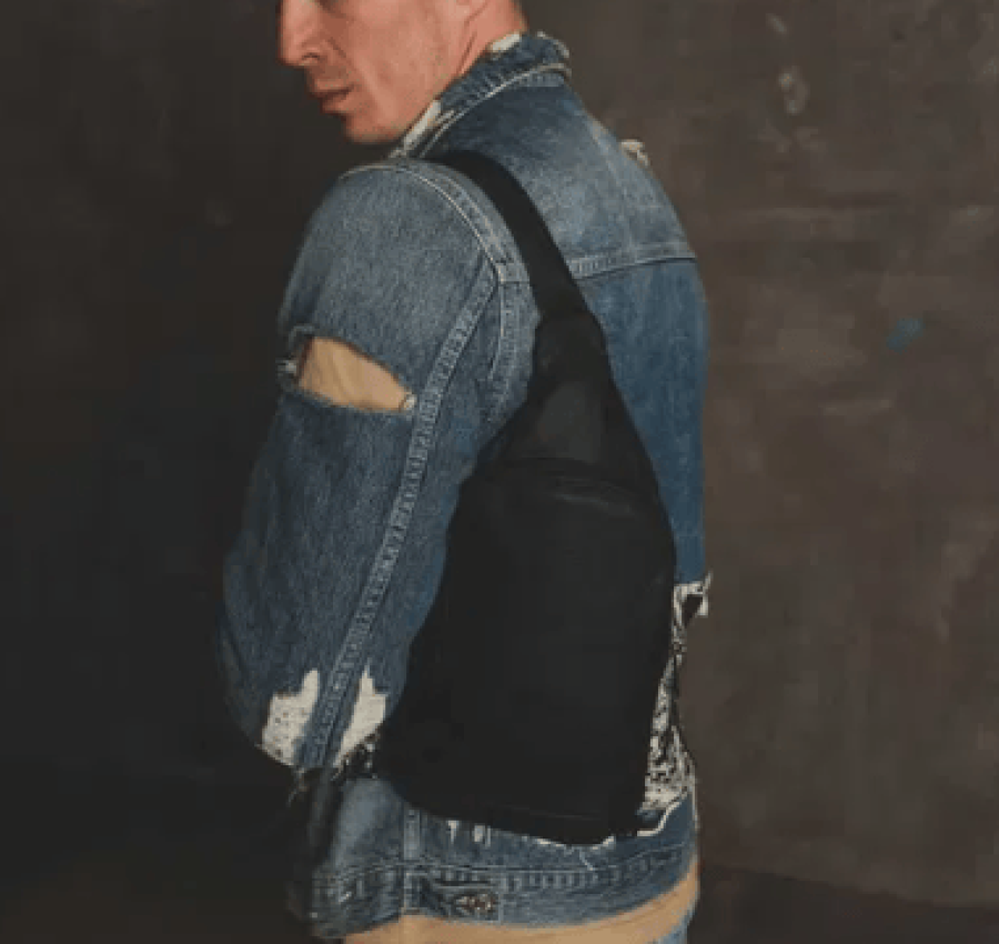 Акция! Сумка мужская кожаная слинг через плечо L003 + Ключница 8