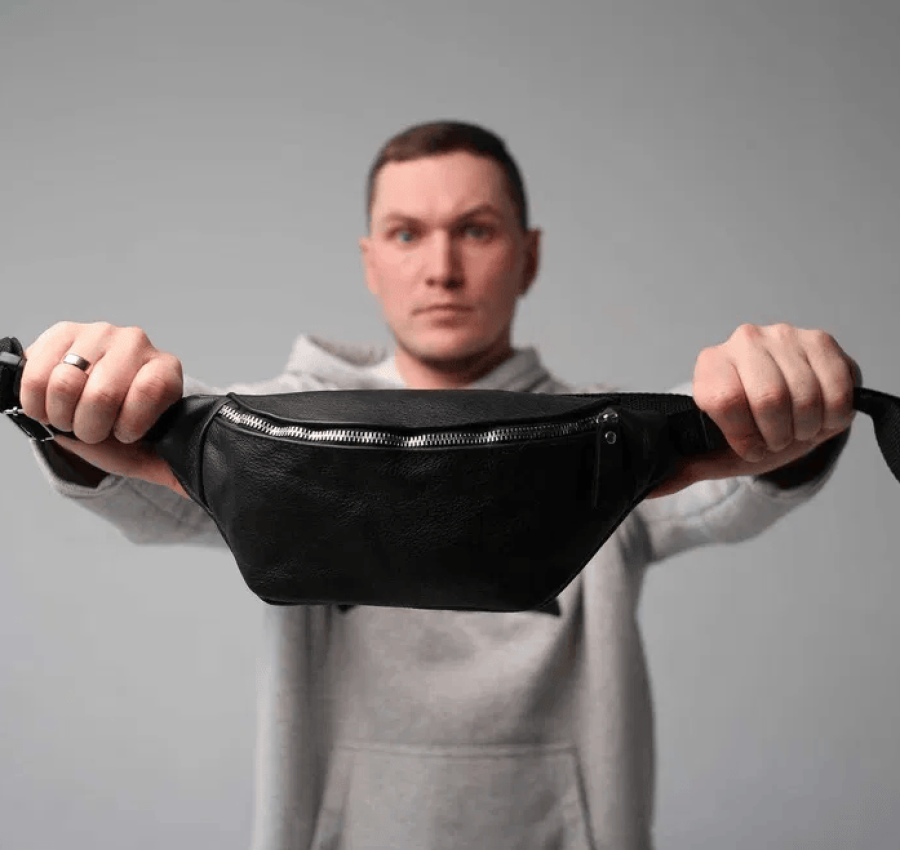 Мужская кожаная бананка поясная  на пояс  через плечо 010 5