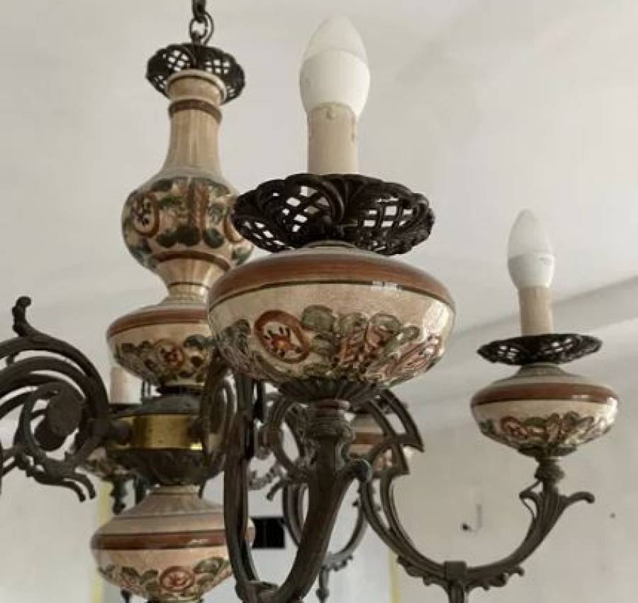 Світильник ,люстра .Бронза-кераміка ( Італія) 3