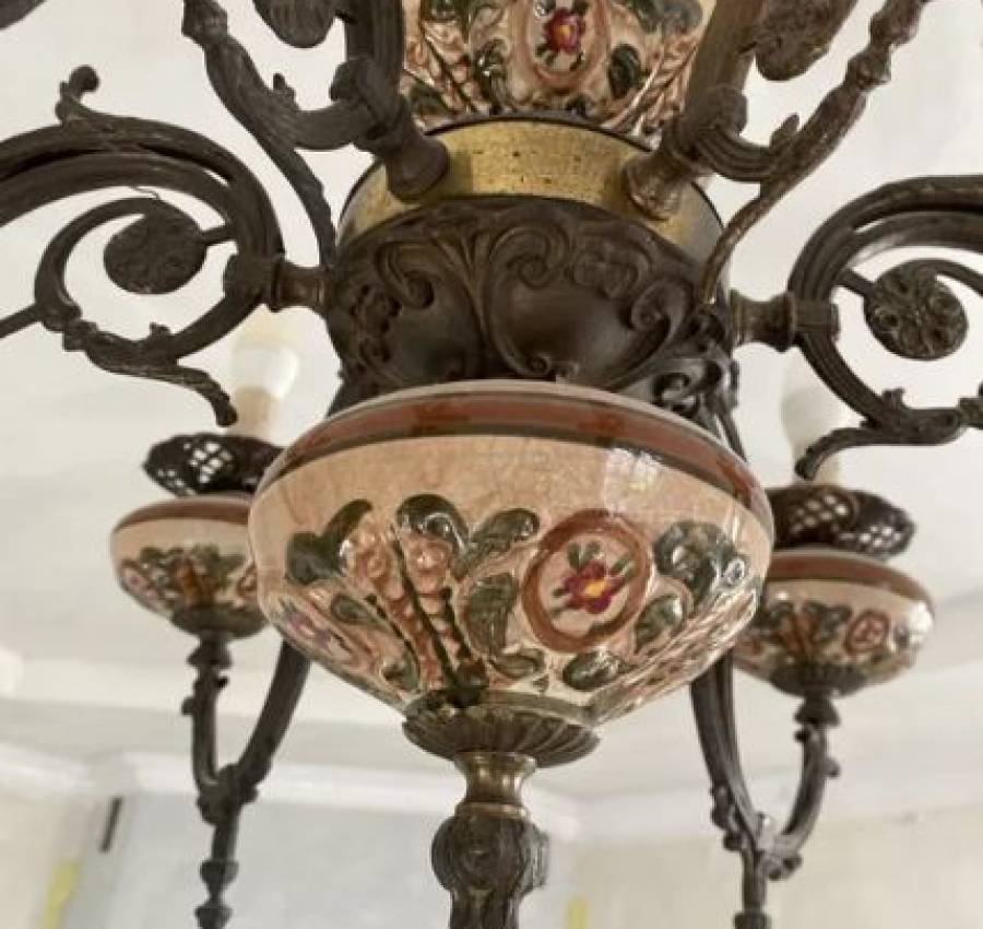 Світильник ,люстра .Бронза-кераміка ( Італія) 4