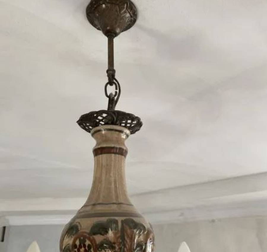 Світильник ,люстра .Бронза-кераміка ( Італія) 6