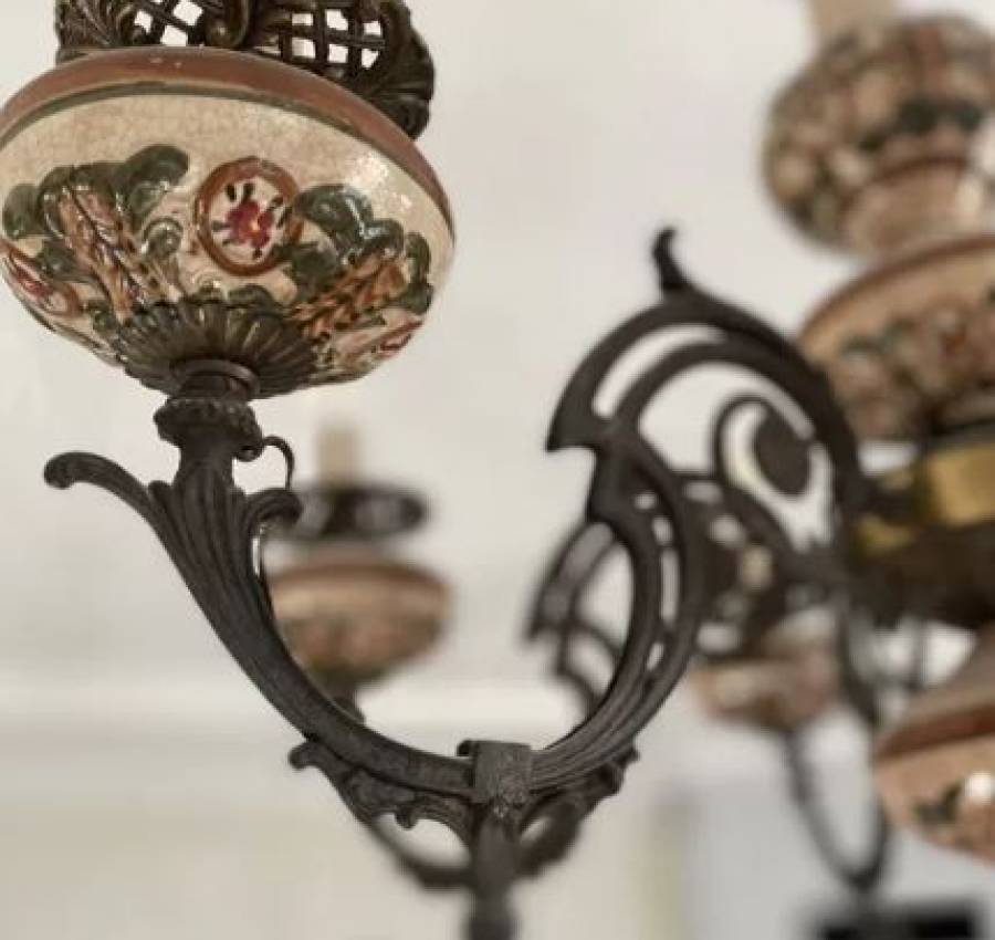 Світильник ,люстра .Бронза-кераміка ( Італія) 7